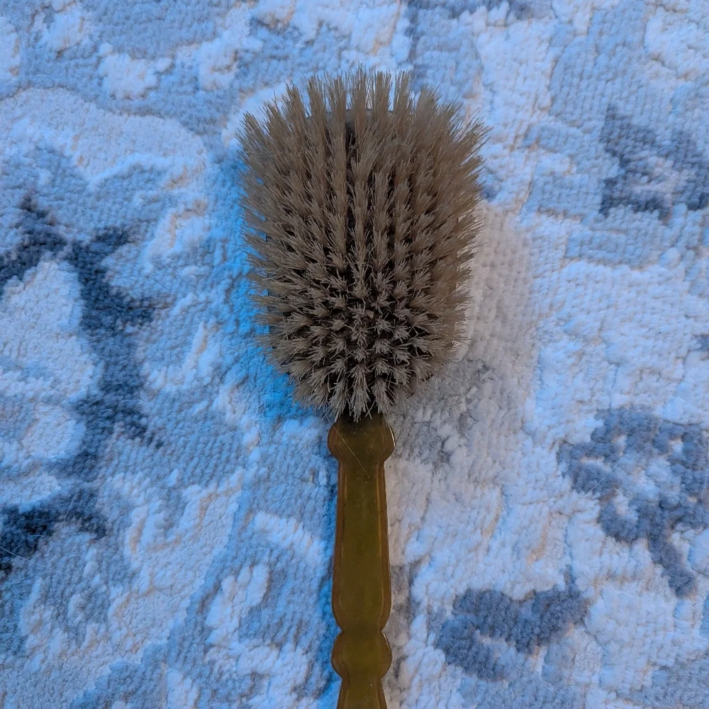 Vintage Green Marble MCM Lucite Vanity Hair Brush